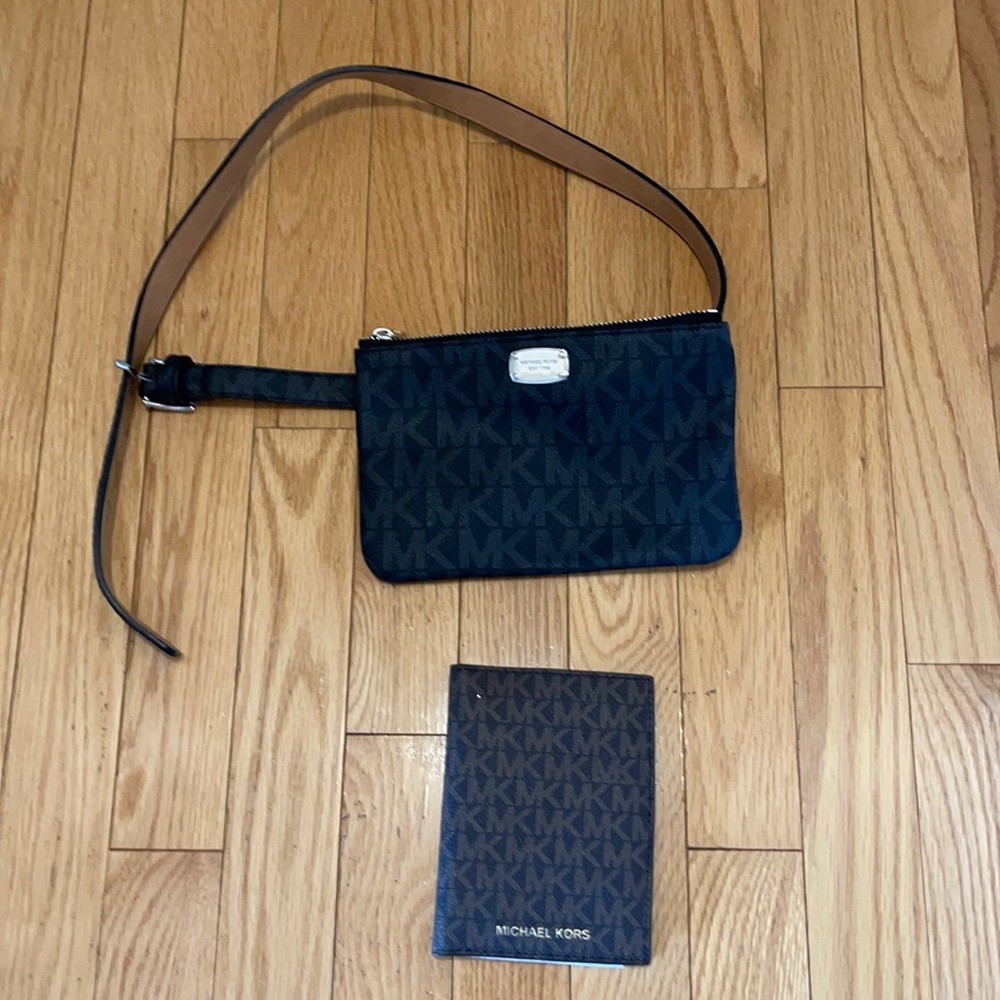 Michael Kors passport holder travel and waist belt bag New